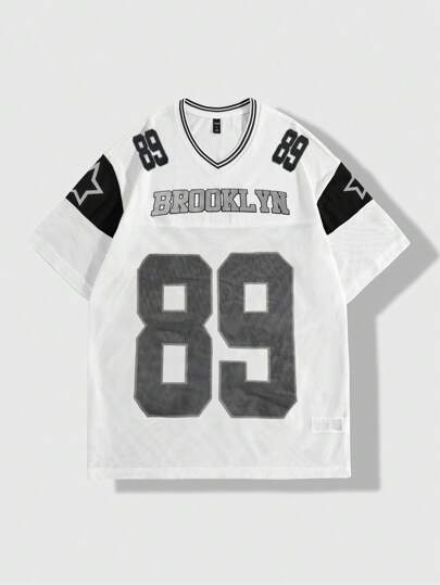 Men's Simple Daily Printed Short Sleeve Summer Jersey T-Shirt, School