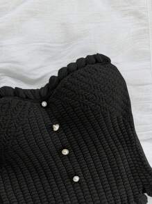 Soleia 休闲荷叶边针织吊带背心 - 黑色 - 查看 6