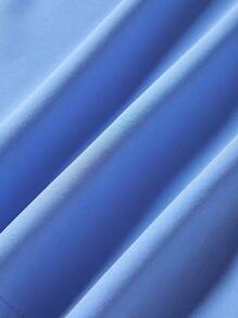 SHEIN Unity Vestido de manga corta de verano con cuello redondo y ribete con volantes - Azul - Ver 6