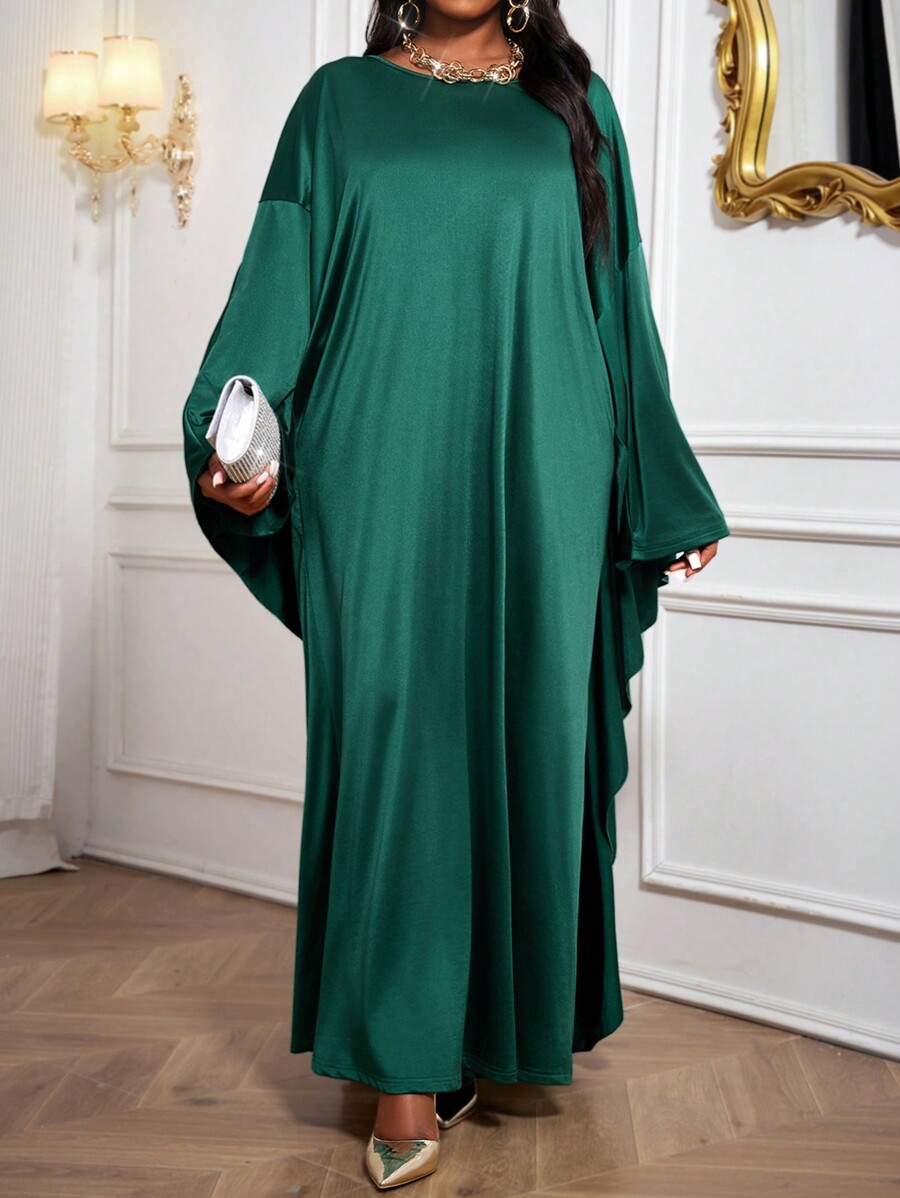 SHEIN Lady Autumn And Winter Elegant Vintage Work Modest Blue Woven One Piece Sleeve New Product