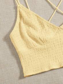 Soleia 十字交叉打褶吊帶上衣 - 黃色 - 查看 5