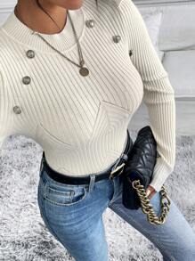 SHEIN Clasi Women's Slim-Fit Textured Jacquard Turtleneck Sweater Top For Warmth And Style, Perfect As A Base Layer.Parties, Music Festivals, Home Wear, Back-To-School Events, Gifting, And Shopping.Fall Sweaters,Basic Top,Winter Clothes