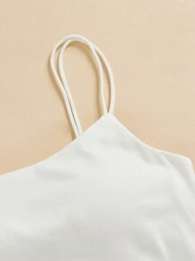 SHEIN Essnce Women Fluffy White Camisole Top With Padded Bust - White - View 3