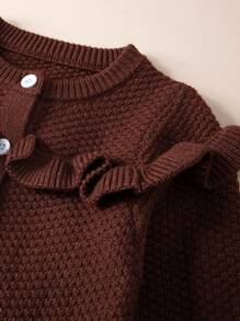 SHEIN Vintaside Kids Baby Girl Fashionable Cute Sweater Set - Brown - View 3