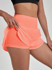 SHEIN Core Rhythm Women's Solid Color Casual Sports Shortsbiker Shorts - Orange - View 5