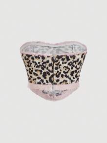 SHEIN MOD 女士豹纹蝴蝶结装饰牛仔抹胸 - 彩色 - 查看 2
