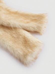 SHEIN MOD Women Khaki Crop Faux Fur Jacket, Fur Coat,Winter Women Coat, Women Outfit