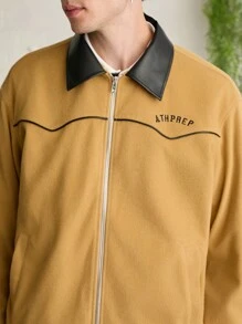 Manfinity VCAY 男士复古拼布宽松长袖羊毛梭织夹克，适合秋冬