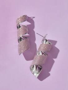 SHEIN BAE Pendientes colgantes brillantes y elegantes para mujer, adecuados para cualquier ocasión - Morado - Ver 3