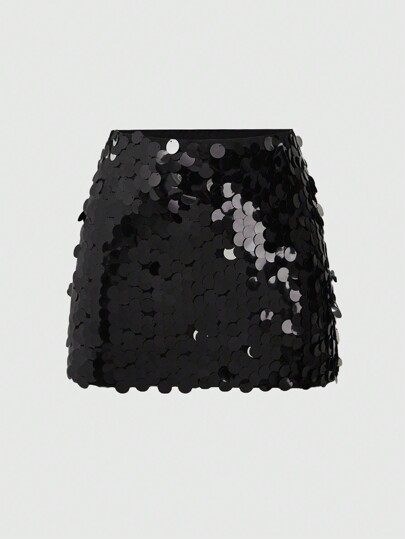 Fairycore Women Sequin Decor Skirt, Casual & Resort, For Carnival
