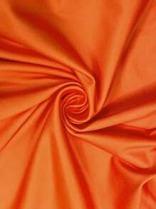 Plus Size V-Neck Long Sleeve Solid Color Patchwork Casual Sweatshirt, Fall Top Pullover - Coral Orange - View 3