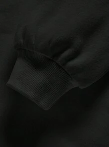 SHEIN 万圣节，嘘！女婴休闲简约针织柔软圆领套头衫宽松加厚圆领卫衣，适合秋冬季穿着 - 黑色 - 查看 5