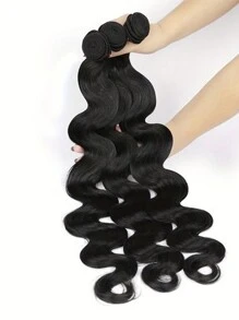 4 bó tóc dài uốn xoăn toàn thân với phần tóc nối bằng tóc thật màu đen tự nhiên 13*4 ren phía trước - SNatural - Xem 3