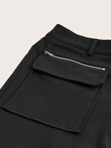 Maija 女士拉链口袋都市时尚休闲连体裤 - 黑色 - 查看 9