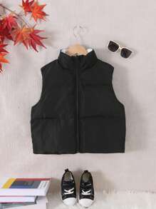 Shorts casuales reversibles, abrigo exterior tipo chaleco con relleno para niñas preadolescentes