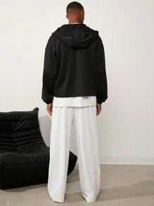 Forever 21 男士黑色拉链连帽运动夹克 - 黑色 - 查看 4