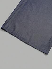 DreamSkyne Quần dài rộng rãi màu trơn cỡ lớn, mặc hàng ngày - Màu xanh hải quân - Xem 5