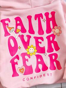 Baby Girls Sweatshirt With Slogan Graphic Print On Back - Pink - View 3