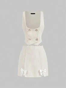 SHEIN MOD Bộ đồ hai mảnh cho nữ, Quần áo Halloween, Bộ đồ mùa thu, Quần áo, Bộ đồ công sở cho nữ, Thời trang Hàn Quốc, Bộ đồ mùa đông, Bộ đồ dễ thương, Bộ đồ Giáng sinh - Màu be - Xem 1