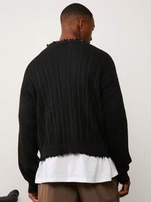 Forever 21 Men's Distressed Knit Sweater In Black - Black - View 2