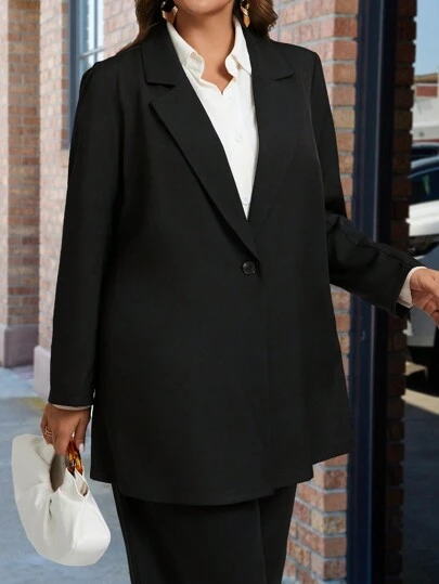 Plus Size Solid Color Minimalist Casual Long Sleeve Blazer Graduation,Back To School,Teacher Outfits For Women Fall Cloth For Women Autumn