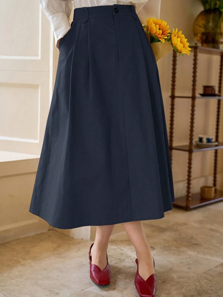 Women Simple Solid Color Skirt