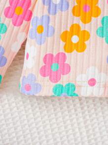 SHEIN Playful Pals 2pcs Baby Girl Floral Print Long Sleeve Tops Set Chic Outfits For Autumn/Winter - Multicolor - View 5