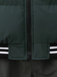 Manfinity Homme Men'S Long Sleeve Zip-Up Warm Padded Coat - Green - View 7