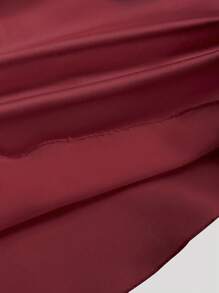 Sweetra Women Spaghetti Strap Backless Criss-Cross Back Satin Lapel Fitted Elegant Dress Burgundy Color Women Outfit - Burgundy - View 6