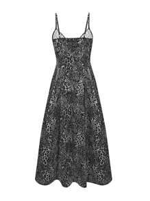 INAWLY 女士全身印花性感露背无袖迷你连衣裙 - 黑色 - 查看 2