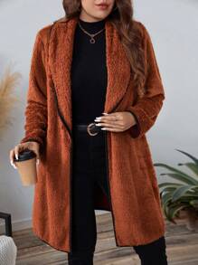 SHEIN LUNE 大码女式万圣节双面羊毛长外套加厚保暖冬季外套感恩节装扮节日装