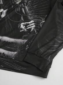 Manfinity LEGND Men's Plus Size Skeleton Print Hooded Sweatshirt - Multicolor - View 6