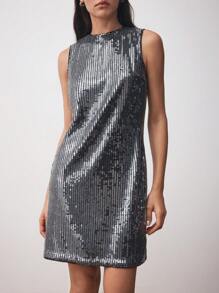BizChic Women's Elegant Party Sequin Decorated Midi Dress For Commute & Occasion Fall Outfits