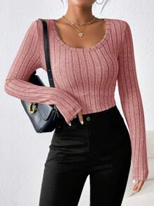SHEIN Essnce 3pcs/Set Women's Assorted Color Knitted Long Sleeve T-Shirts - Multicolor - View 5