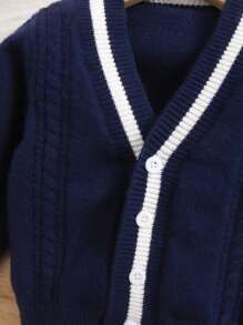 SHEIN Baby Boys V-Neck Button Down Long Sleeve Casual Cardigan