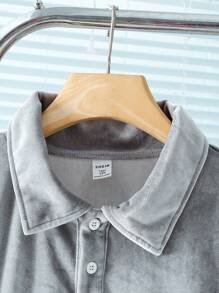 2件套青少年休闲长袖套装 - 灰色 - 查看 3