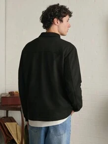 Manfinity VCAY Giacca casual da uomo con toppe a lettera, autunnale