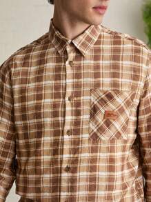 Manfinity VCAY Camisa de vestir holgada de manga larga tejida con estampado digital a cuadros para hombres - Multicolor - Ver 4