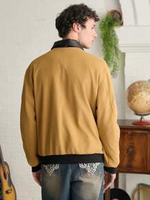 Manfinity VCAY 男士复古拼布宽松长袖羊毛梭织夹克，适合秋冬