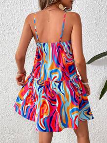 SHEIN VCAY Vacation-Themed Multicolor Pattern Dress For Women - Multicolor - View 2
