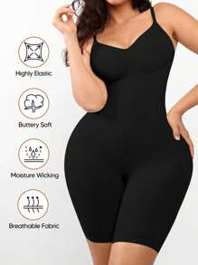 1pc Women's Backless Breathable Shapewear Bodysuit With Tummy Control And Adjustable Straps, Suitable For Layering - Black - View 8