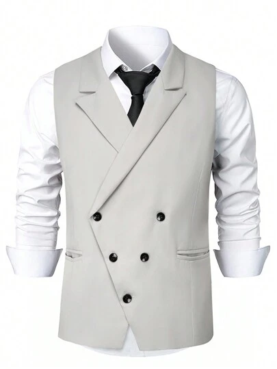 Manfinity Mode Men Lapel Sleeveless Button Design Casual Business Formal Vest