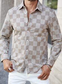 Manfinity Homme Áo Sơ Mi Nam Dài Tay In Họa Tiết Kẻ Sọc - Nhiều màu - Xem 4
