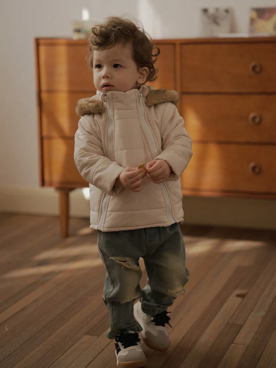 SHEIN 男宝宝可爱加厚休闲冬季夹克 - 彩色 - 查看 1