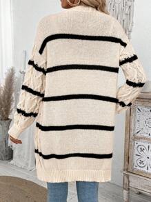 SHEIN LUNE 秋季新款撞色条纹毛衣女超大宽松开衫柔软舒适韩版修身针织上衣