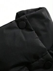 DAZY Women's Winter Casual Solid Color Stand Collar Drawstring Waistcoat Padded Coat , Black Vest ,Winter Women Clothes,Winter Coat Women Jacket - Black - View 16