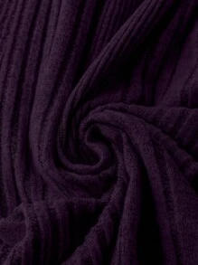 SHEIN LUNE 加大码弹性腰部直腿休闲宽松舒适裤子 - 紫色 - 查看 4