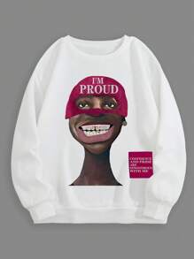 Men's Graphic Print Crew Neck Long Sleeve Pullover Sweatshirt - White - View 6