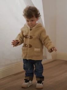 SHEIN Baby Boy Cute Thick Knitted Blend Winter Jacket - Apricot - View 9