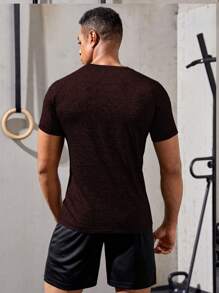 Manfinity Sport Corelite Boyfriend Style Men Reflective Detail Marled Top-Stitching Raglan Sleeve Sports Tee Workout Tops